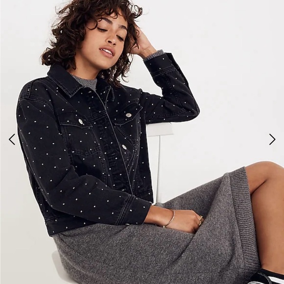 Madewell Boxy Crop Jacket: Metallic Dot Edition in Lunar Wash - Size S - Picture 2 of 6
